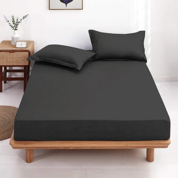 Drap housse medium grey 100% coton 57 fils visuel d'ambiance