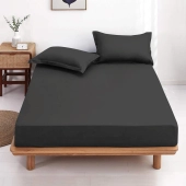 Drap housse uni 100% Coton 57 fils grand bonnet 30 cm - idéal pour s'accorder à vos housses de couette montagne - confort