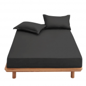 Drap housse medium grey 100% coton 57 fils visuel d'ambiance sur fond blanc