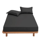 Drap housse uni 100% Coton 57 fils grand bonnet 30 cm - idéal pour s'accorder à vos housses de couette montagne - confort