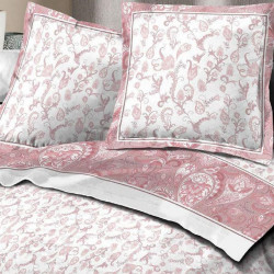 Parure de drap fleuris rose, avec motif esprit printemps sur fond d'ambiance