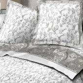 Parure de draps flanelle fleuris 4 pièces Gris Pétale