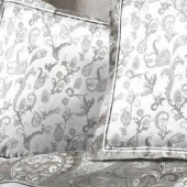 Parure de draps flanelle fleuris 4 pièces Gris Pétale