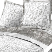 Parure de draps flanelle fleuris 4 pièces Gris Pétale