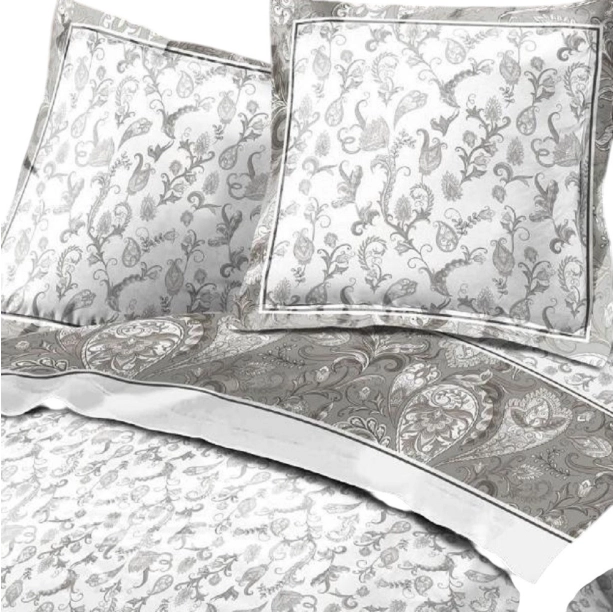 Parure de draps flanelle fleuris 4 pièces Gris Pétale