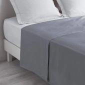 Drap plat gris anthracite 180x290 cm en coton 57 fils/cm² pour lit simle - Fabrication française, doux et résistant