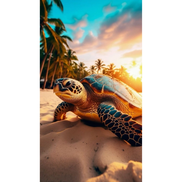 Serviette de plage Tortue plage sur Fond Blanc 100x180cm
