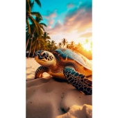 Serviette de plage Tortue Sunset - Légère et absorbante - 100% coton - 100x180 cm