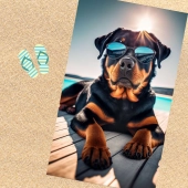 Serviette de plage Rottweiler Cool - Légère et absorbante - 100% coton - 100x180 cm