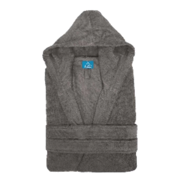 peignoir capuche qui ressort gris