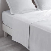 Drap plat uni blanc 270x325 cm 100 % coton 57 fils - Fabrication française dans les Vosges, doux, respirant et résistant