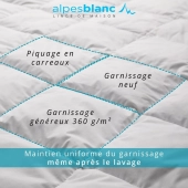Couette Naturelle en Plume 360g/m² - 240x260 cm – Fabrication Française – Lavable - Chaude et Respirante - Garnissage Neuf