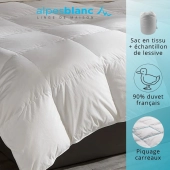 Couette Naturelle Tempérée 90% Duvet – 220g/m² - Fabrication Française- Légère et gonflante