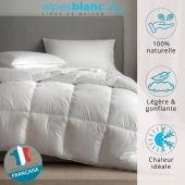 Couette Naturelle Tempérée 90% Duvet – 220g/m² - Fabrication Française- Légère et gonflante