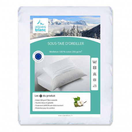 Visuel du lot de 2 sous taies d'oreillers 100% coton 60x40cm, emballage