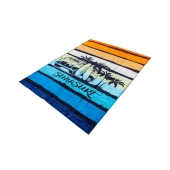 Serviette de plage Van orange rétro 90x170 cm - Coton jacquard, couleurs pastel vintages, douce, absorbante et durable