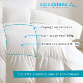Spécificités Couette 90% duvet 300g 260x240