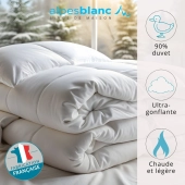 Couette Naturelle 90% Duvet neuf 300GR/m² - 140x200cm - Fabrication française - Enveloppe 100% Coton - Chaude Légère Réspirante
