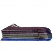 Visuel pile de 6 mouchoirs à carreaux bigarrés sur fond blanc