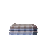 Lot de 12 mouchoirs quadrillés LUC - 100 % coton 50x50 cm - Doux, absorbants, réutilisables et colorés bleu, gris, orange
