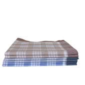 Lot de 6 mouchoirs quadrillés LUC - 100 % coton 50x50 cm - Doux, absorbants, réutilisables et colorés bleu, gris, orange