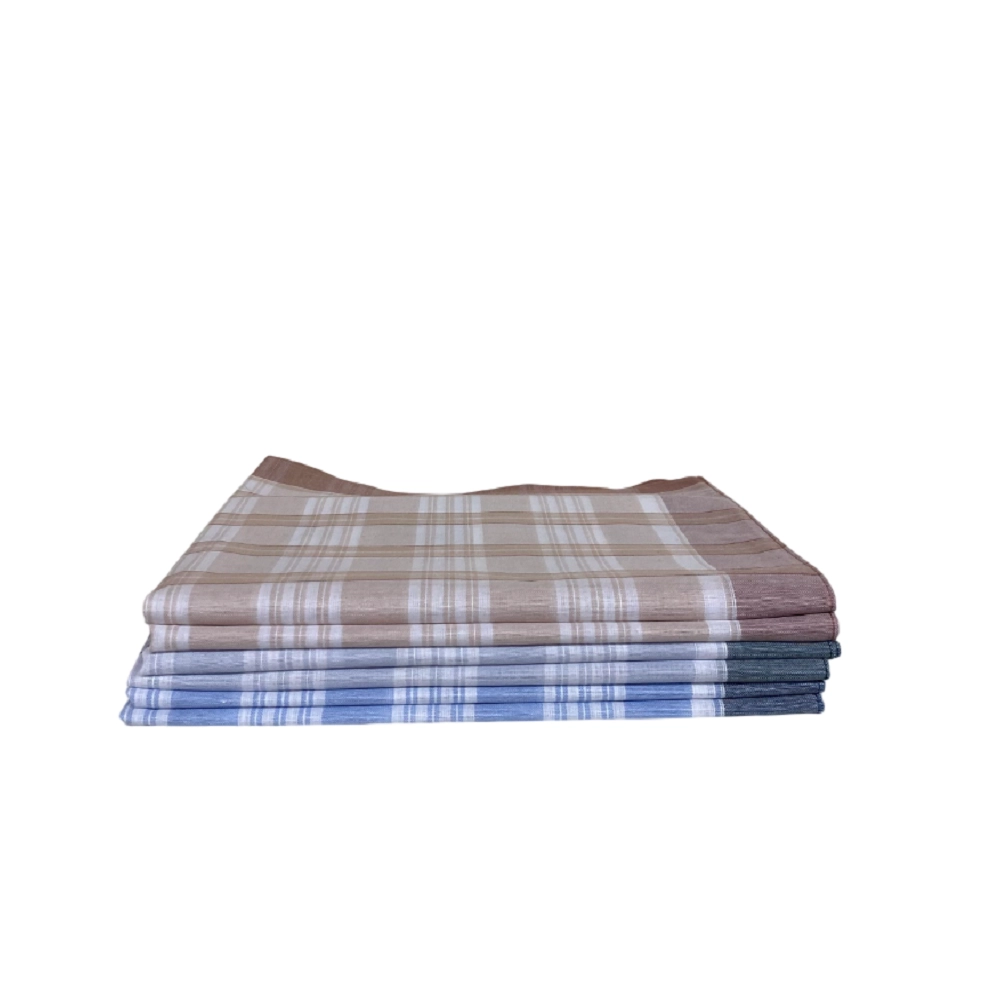 Lot de 6 mouchoirs quadrillés LUC - 100 % coton 50x50 cm - Doux, absorbants, réutilisables et colorés bleu, gris, orange
