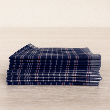 Lot de 12 mouchoirs de travail carreaux André 100 % coton sur fond d'ambiance