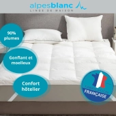 Surmatelas en plumes – Fabrication française – Confort hôtelier haut de gamme – Enveloppe percale 91 fils - Certifié Oeko-Tex®