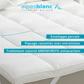 Surmatelas haut de gamme avec garnissage en plumes et enveloppe percale