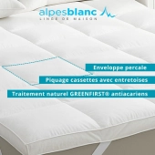 Surmatelas en plumes – Fabrication française – Confort hôtelier haut de gamme – Enveloppe percale 91 fils - Certifié Oeko-Tex®