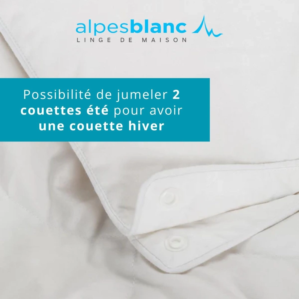 Couette été naturelle 130 g/m² - Fabrication française - 90% duvet de canard neuf – Légère, gonflante et respirante – Jumelable