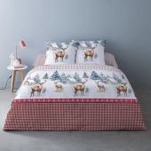 Housse de couette Aspen Rouge 100 % coton Flanelle 220x240 cm + 2 taies 65x65 cm - douceur et chaleur pour l’hiver