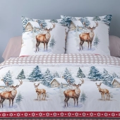 Housse de couette Aspen Rouge 100 % coton Flanelle 220x240 cm + 2 taies 65x65 cm - douceur et chaleur pour l’hiver