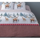 Housse de couette Aspen Rouge 100 % coton Flanelle 220x240 cm + 2 taies 65x65 cm - douceur et chaleur pour l’hiver