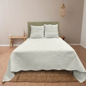Couvre lit 2 personnes Plaisance 230x250 cm - Boutis coton haut de gamme pour lit double avec 2 taies pour une chambre élégante