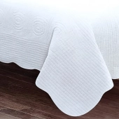 Couvre lit blanc 1 personne 180x240 cm + 1 taie 100% coton - Boutis lit simple ou Jeté de canapé