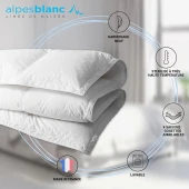 Couette naturelle 4 saisons Jumelable Fabriquée en France – 2 couettes duvet 130 g/m² - Légère, chaude et gonflante