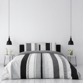 Housse de couette Géométrique Gris - 100% coton 57 fils - Grand teint + taie(s) d'oreiller 65x65cm
