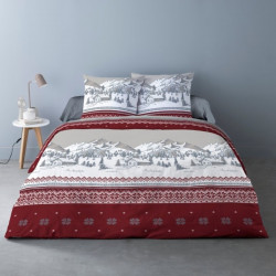Housse de couette Flanelle Navacerrada 220x240 cm, dessin chalet montagne