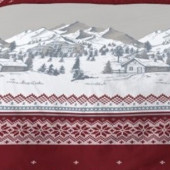 Zoom sur le dessin de la housse de couette Flanelle Navacerrada 220x240 cm, dessin chalet montagne