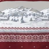Housse de couette Navacerrada 220x240 cm 100 % flanelle de coton + 2 taies - Dessin chalet montagne rouge et gris