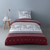 Housse de couette Navacerrada en flanelle 140x200 cm + taie - 100 % coton d'hiver - Inspiration montagne - Pour lit une place
