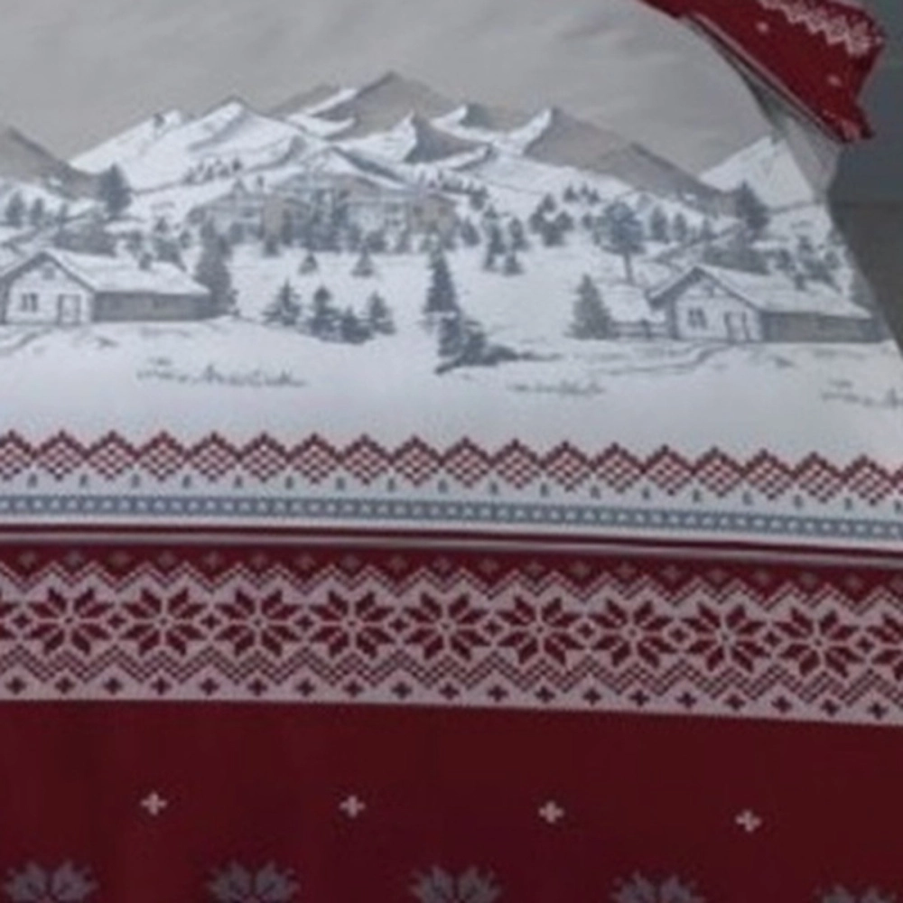 Housse de couette Navacerrada en flanelle 140x200 cm + taie - 100 % coton d'hiver - Inspiration montagne - Pour lit une place