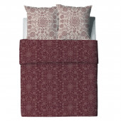 Housse de couette 200x200 cm VISHKA + 2 taies - pur coton bio 57 fils - Motifs fleuris sur fond pourpre - Finition boutons