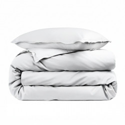 Housse de couette unie percale de coton 80 fils/cm² pour lit simple blanc