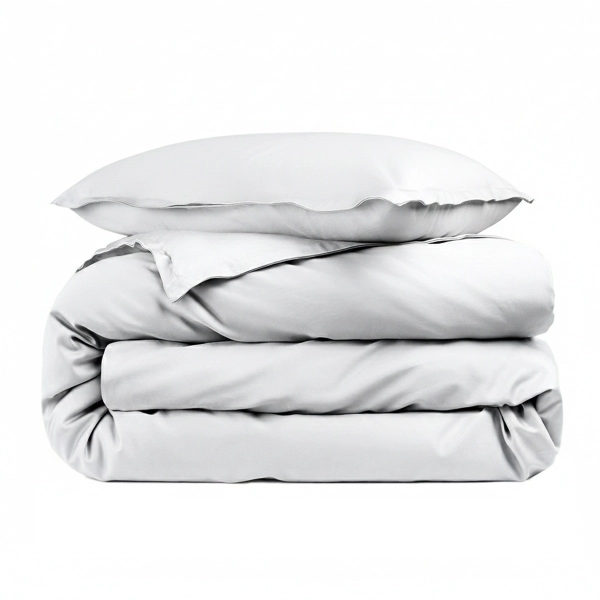 Housse de couette unie percale de coton 80 fils/cm² pour lit simple blanc