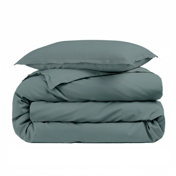 Housse de couette unie percale de coton 80 fils/cm² pour lit simple anthracite