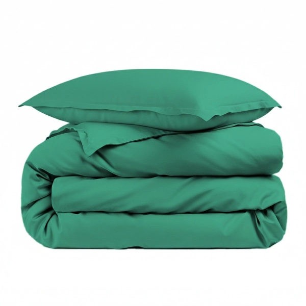 Housse de couette unie percale de coton 80 fils/cm² pour lit simple céladon