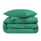 Housse de couette unie 100% percale de coton 80 fils + Taie(s) 65x65 cm – Fabriquée en Europe – Doux et respirant - Oeko-Tex®