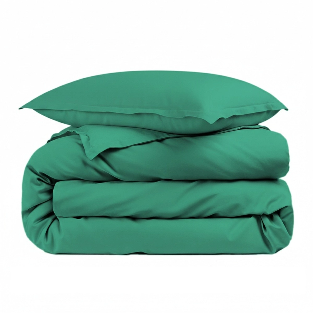 Housse de couette unie 100% percale de coton 80 fils + Taie(s) 65x65 cm – Fabriquée en Europe – Doux et respirant - Oeko-Tex®